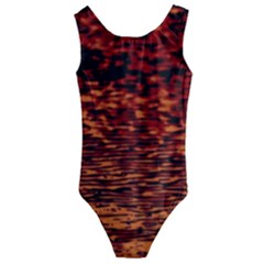 Red Waves Flow Series 2 Kids  Cut-out Back One Piece Swimsuit by DimitriosArt