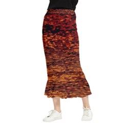 Red Waves Flow Series 2 Maxi Fishtail Chiffon Skirt