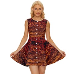 Red Waves Flow Series 2 Sleeveless Button Up Dress