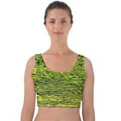 Green Waves Flow Series 1 Velvet Crop Top by DimitriosArt