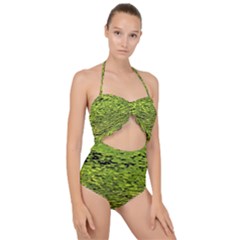 Green Waves Flow Series 1 Scallop Top Cut Out Swimsuit by DimitriosArt