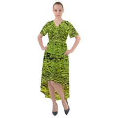 Green Waves Flow Series 1 Front Wrap High Low Dress by DimitriosArt