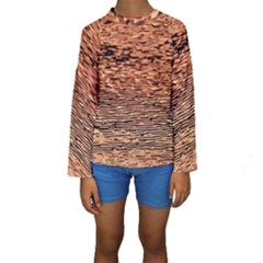 Orange  Waves Flow Series 1 Kids  Long Sleeve Swimwear by DimitriosArt