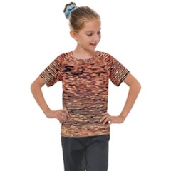 Orange  Waves Flow Series 1 Kids  Mesh Piece Tee