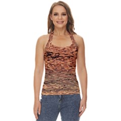 Orange  Waves Flow Series 1 Basic Halter Top