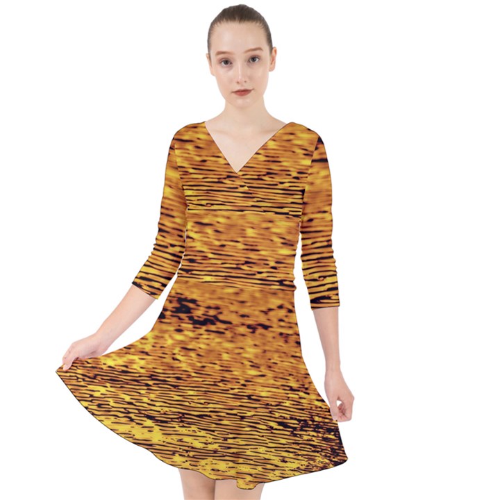 Gold Waves Flow Series 1 Quarter Sleeve Front Wrap Dress