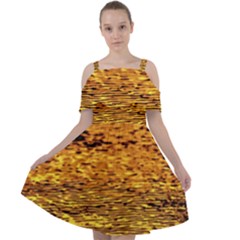 Gold Waves Flow Series 1 Cut Out Shoulders Chiffon Dress by DimitriosArt