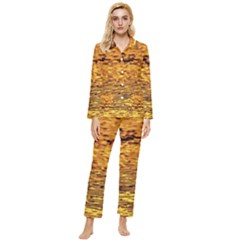 Gold Waves Flow Series 1 Womens  Long Sleeve Velvet Pocket Pajamas Set by DimitriosArt