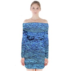 Blue Waves Flow Series 2 Long Sleeve Off Shoulder Dress by DimitriosArt