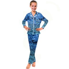Blue Waves Flow Series 2 Kid s Satin Long Sleeve Pajamas Set by DimitriosArt
