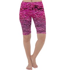 Pink  Waves Flow Series 1 Cropped Leggings  by DimitriosArt