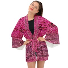 Pink  Waves Flow Series 1 Long Sleeve Kimono by DimitriosArt