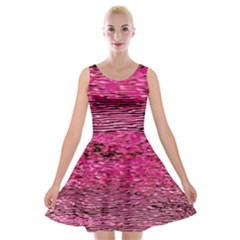 Pink  Waves Flow Series 1 Velvet Skater Dress by DimitriosArt