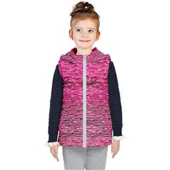 Pink  Waves Flow Series 1 Kids  Hooded Puffer Vest by DimitriosArt