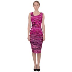 Pink  Waves Flow Series 1 Sleeveless Pencil Dress by DimitriosArt