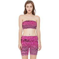 Pink  Waves Flow Series 1 Stretch Shorts And Tube Top Set by DimitriosArt