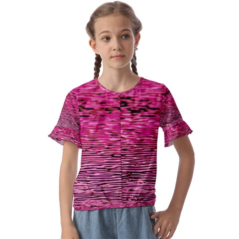 Pink  Waves Flow Series 1 Kids  Cuff Sleeve Scrunch Bottom Tee by DimitriosArt