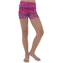 Pink  Waves Flow Series 1 Kids  Lightweight Velour Yoga Shorts by DimitriosArt