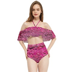 Pink  Waves Flow Series 1 Halter Flowy Bikini Set  by DimitriosArt