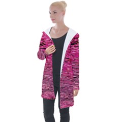 Pink  Waves Flow Series 1 Longline Hooded Cardigan by DimitriosArt