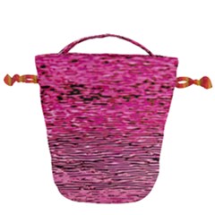 Pink  Waves Flow Series 1 Drawstring Bucket Bag by DimitriosArt