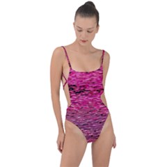 Pink  Waves Flow Series 1 Tie Strap One Piece Swimsuit by DimitriosArt