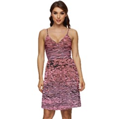 Pink  Waves Flow Series 2 V-neck Pocket Summer Dress  by DimitriosArt