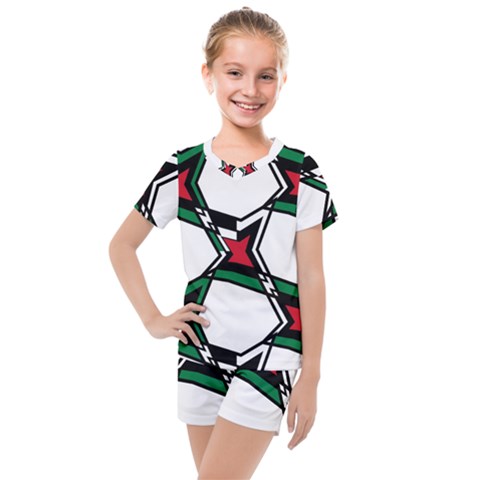 Abstract Pattern Geometric Backgrounds   Kids  Mesh Tee And Shorts Set by Eskimos