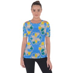 Abstract Pattern Geometric Backgrounds   Shoulder Cut Out Short Sleeve Top by Eskimos