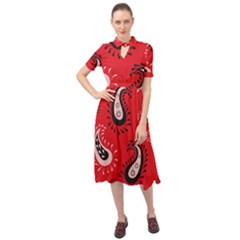 Floral Pattern Paisley Style Paisley Print   Keyhole Neckline Chiffon Dress by Eskimos