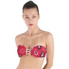 Floral Pattern Paisley Style Paisley Print   Twist Bandeau Bikini Top by Eskimos