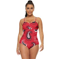 Floral Pattern Paisley Style Paisley Print   Retro Full Coverage Swimsuit by Eskimos