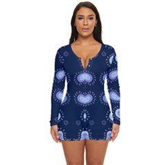 Floral Pattern Paisley Style Paisley Print   Long Sleeve Boyleg Swimsuit by Eskimos