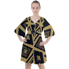 Abstract Pattern Geometric Backgrounds   Boho Button Up Dress by Eskimos