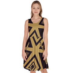 Abstract Pattern Geometric Backgrounds   Knee Length Skater Dress With Pockets by Eskimos