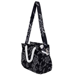 Folk Flowers Print Floral Pattern Ethnic Art Rope Handles Shoulder Strap Bag