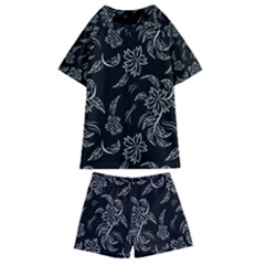 Folk Flowers Print Floral Pattern Ethnic Art Kids  Swim Tee And Shorts Set by Eskimos