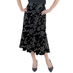 Folk Flowers Print Floral Pattern Ethnic Art Midi Mermaid Skirt by Eskimos