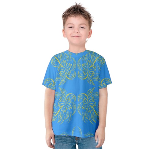 Floral Folk Damask Pattern Fantasy Flowers Floral Geometric Fantasy Kids  Cotton Tee by Eskimos