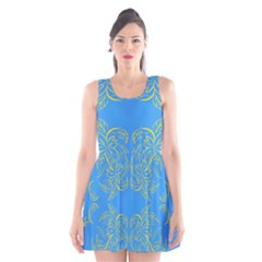 Floral Folk Damask Pattern Fantasy Flowers Floral Geometric Fantasy Scoop Neck Skater Dress by Eskimos