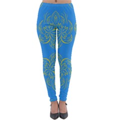 Floral Folk Damask Pattern Fantasy Flowers Floral Geometric Fantasy Lightweight Velour Leggings by Eskimos