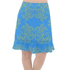 Floral Folk Damask Pattern Fantasy Flowers Floral Geometric Fantasy Fishtail Chiffon Skirt by Eskimos