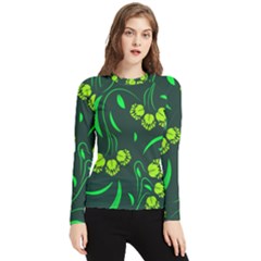 Folk Flowers Print Floral Pattern Ethnic Art Women s Long Sleeve Rash Guard by Eskimos