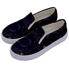 Floral Folk Damask Pattern Fantasy Flowers Floral Geometric Fantasy Kids  Canvas Slip Ons by Eskimos