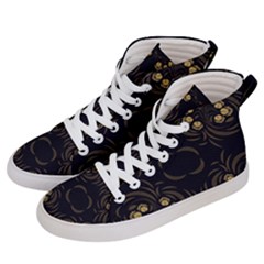 Floral Folk Damask Pattern Fantasy Flowers Floral Geometric Fantasy Women s Hi-top Skate Sneakers by Eskimos