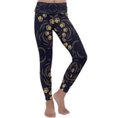 Floral Folk Damask Pattern Fantasy Flowers Floral Geometric Fantasy Kids  Lightweight Velour Classic Yoga Leggings by Eskimos