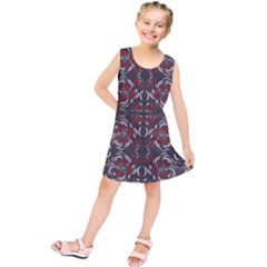 Floral Folk Damask Pattern Fantasy Flowers Floral Geometric Fantasy Kids  Tunic Dress by Eskimos