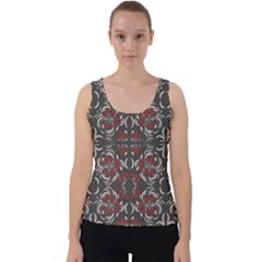 Floral Folk Damask Pattern Fantasy Flowers Floral Geometric Fantasy Velvet Tank Top by Eskimos