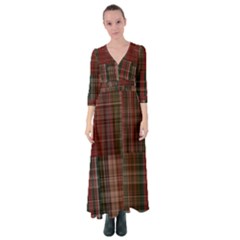 Salmon and Green Plaidd Button Up Maxi Dress