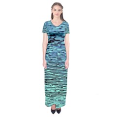 Blue Waves Flow Series 3 Short Sleeve Maxi Dress by DimitriosArt